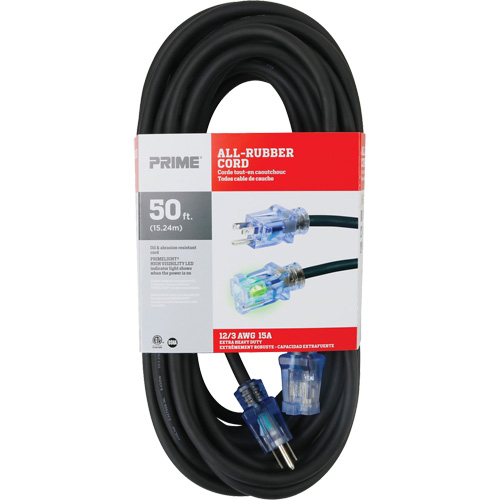 All-Rubber Extension Cord, Outdoor, SJOOW, 12/3 AWG, 15 A, 50' Groupe Belzile Dickner