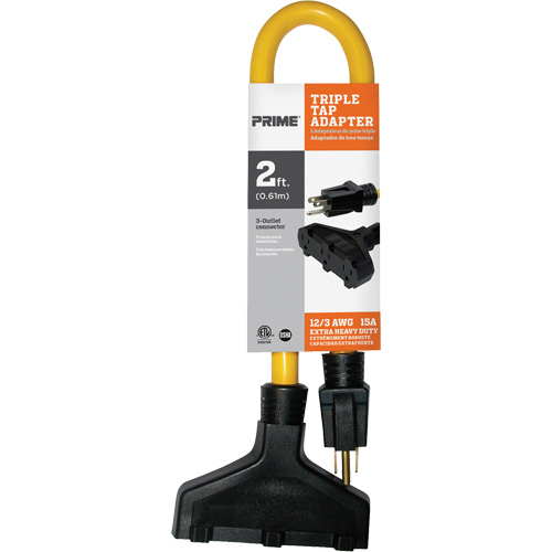Triple Tap Adapter, Outdoor, STW, 12/3 AWG, 15 A, 3 Outlet(s), 2' Groupe Belzile Dickner