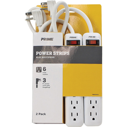 Power Strip 2-Pack, 6 Outlet(s), 3', 15 A, 1875 W, 125 V Groupe Belzile Dickner