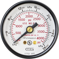 Manomètres,  1-1/2", 0 - 4000 psi, Fixation arrière, Analogique 331-2445 | Dickner Inc