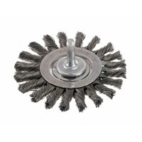 Brosses rotatives &agrave; fils nou&eacute;s - Brosse rotative &agrave; fils nou&eacute;s a/queue 1/4", fils nou&eacute;s standards, Dia. 4", Fils 0,014", Acier inoxydable Groupe Belzile Dickner