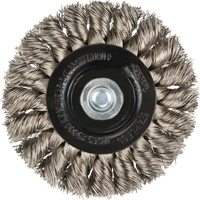 Brosses rotatives &agrave; fils nou&eacute;s - Brosse rotative &agrave; fils nou&eacute;s a/queue 1/4", Fils nou&eacute;s standards, Dia. 3", Fils 0,014", Acier inoxydable Groupe Belzile Dickner