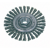 Brosse rotative &agrave; fils nou&eacute;s pour petites meuleuses haute vitesse, pour passe de fond, Dia. 4", Fils 0,02", Arbre 5/8"-11, Acier inoxydable Groupe Belzile Dickner
