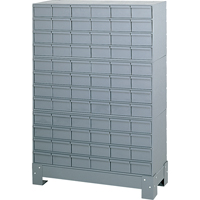 Industrial Drawer Cabinet With Base, 72 Drawers, 34-1/8" W x 12-1/4" D x 48-1/8" H, Grey Groupe Belzile Dickner