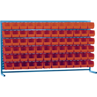 Louvered Rack with Bins, 72 Bins, 72" W x 15" D x 40" H Groupe Belzile Dickner