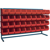 Louvered Rack with Bins, 36 Bins, 72" W x 15" D x 40" H Groupe Belzile Dickner