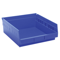 Shelf Bins, 11-1/8" W x 4" H x 11-5/8" D, Blue, 30 lbs. Capacity Groupe Belzile Dickner