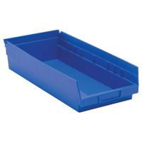 Bacs de rangement pour tablettes, 8-3/8" la x 4" H x 17-7/8" p, Bleu, Capacité 40 lb CC399 | Dickner Inc