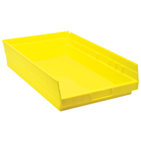 Shelf Bins, 11-1/8" W x 4" H x 17-7/8" D, Yellow, 40 lbs. Capacity Groupe Belzile Dickner