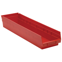 Shelf Bins, 6-5/8" W x 4" H x 23-5/8" D, Red, 50 lbs. Capacity Groupe Belzile Dickner