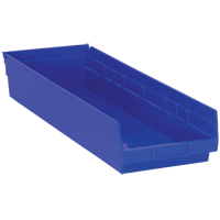 Shelf Bins, 8-3/8" W x 4" H x 23-5/8" D, Blue, 50 lbs. Capacity Groupe Belzile Dickner