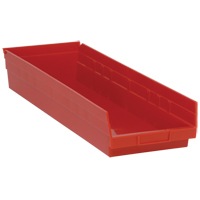 Shelf Bins, 8-3/8" W x 4" H x 23-5/8" D, Red, 50 lbs. Capacity Groupe Belzile Dickner