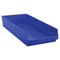 Shelf Bins, 11-1/8" W x 4" H x 23-5/8" D, Blue, 50 lbs. Capacity Groupe Belzile Dickner