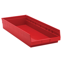 Shelf Bins, 11-1/8" W x 4" H x 23-5/8" D, Red, 50 lbs. Capacity Groupe Belzile Dickner
