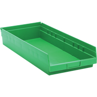 Shelf Bins, 11-1/8" W x 4" H x 23-5/8" D, Green, 50 lbs. Capacity Groupe Belzile Dickner