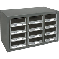 KPC-100 Parts Cabinet, Galvanized Steel, 12 Drawers, 23" x 11-2/5" x 13-4/5", Grey Groupe Belzile Dickner