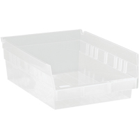 Bacs de rangement pour tablettes, 8-3/8" la x 4" H x 11-5/8" p, Transparent, Capacit&eacute; 30 lb Groupe Belzile Dickner