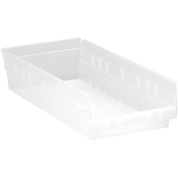 Shelf Bins, 8-3/8" W x 4" H x 17-7/8" D, Clear, 40 lbs. Capacity Groupe Belzile Dickner
