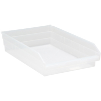 Shelf Bins, 11-1/8" W x 4" H x 17-7/8" D, Clear, 40 lbs. Capacity Groupe Belzile Dickner