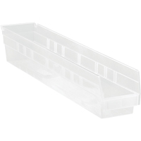 Shelf Bins, 4-1/8" W x 4" H x 23-5/8" D, Clear, 50 lbs. Capacity Groupe Belzile Dickner
