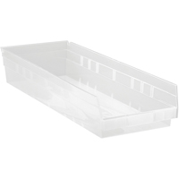 Shelf Bins, 8-3/8" W x 4" H x 23-5/8" D, Clear, 50 lbs. Capacity Groupe Belzile Dickner