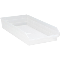 Shelf Bins, 11-1/8" W x 4" H x 23-5/8" D, Clear, 50 lbs. Capacity Groupe Belzile Dickner