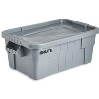 Bac de stockage Brute avec couvercle, 27,88” p x 16,5” la x 10,7" h, Capacité 112 lb, Gris CF681 | Dickner Inc