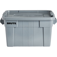Bac de stockage Brute avec couvercle, 27,88” p x 17,38” la x 15,13” h, Capacité 160 lb, Gris CF682 | Dickner Inc