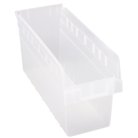 Store-Max Shelf Bins, 6-5/8" W x 8" H x 17-7/8" D, Clear, 56 lbs. Capacity Groupe Belzile Dickner