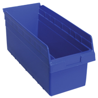 Store-Max Shelf Bins, 8-3/8" W x 8" H x 17-7/8" D, Blue, 56 lbs. Capacity Groupe Belzile Dickner