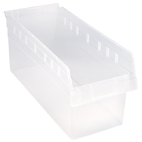 Store-Max Shelf Bins, 8-3/8" W x 8" H x 17-7/8" D, Clear, 56 lbs. Capacity Groupe Belzile Dickner