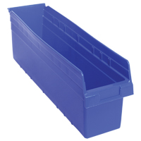 Store-Max Shelf Bins, 6-5/8" W x 8" H x 23-5/8" D, Blue, 68 lbs. Capacity Groupe Belzile Dickner