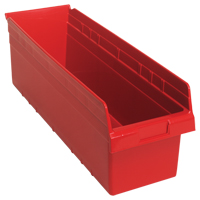 Store-Max Shelf Bins, 8-3/8" W x 8" H x 23-5/8" D, Red, 68 lbs. Capacity Groupe Belzile Dickner