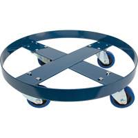 Drum Dolly, Steel, 1400 lbs. Capacity, 24" Diameter, Blue Elastic Casters Groupe Belzile Dickner