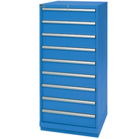 Armoires de rangement avec tiroirs, 9 tiroirs, 28-1/4" la x 28-1/2" p x 59-1/2" h, Bleu brillant Groupe Belzile Dickner