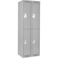 Clean Line Lockers, 2 -tier, Bank of 2, 24" x 18" x 72", Steel, Grey, Rivet (Assembled) Groupe Belzile Dickner