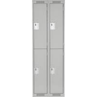 Clean Line Lockers, 2 -tier, Bank of 2, 24" x 18" x 72", Steel, Grey, Rivet (Assembled) Groupe Belzile Dickner