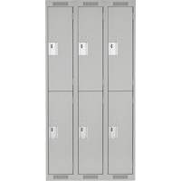 Clean Line Lockers, 2 -tier, Bank of 3, 36" x 18" x 72", Steel, Grey, Rivet (Assembled) Groupe Belzile Dickner