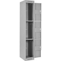 Clean Line Lockers, 3 -tier, Bank of 4, 48" x 18" x 72", Steel, Grey, Rivet (Assembled) Groupe Belzile Dickner