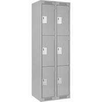 Clean Line Lockers, 3 -tier, Bank of 2, 24" x 18" x 72", Steel, Grey, Rivet (Assembled) Groupe Belzile Dickner