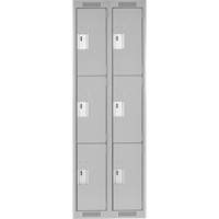 Clean Line Lockers, 3 -tier, Bank of 2, 24" x 18" x 72", Steel, Grey, Rivet (Assembled) Groupe Belzile Dickner