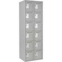 Clean Line Lockerettes, 6 -tier, Bank of 2, 24" x 18" x 72", Steel, Grey, Rivet (Assembled) Groupe Belzile Dickner