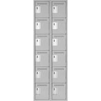 Clean Line Lockerettes, 6 -tier, Bank of 2, 24" x 18" x 72", Steel, Grey, Rivet (Assembled) Groupe Belzile Dickner