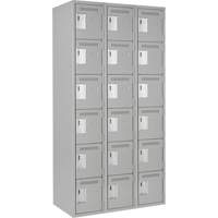 Clean Line Lockerettes, 6 -tier, Bank of 3, 36" x 18" x 72", Steel, Grey, Rivet (Assembled) Groupe Belzile Dickner