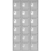 Clean Line Lockerettes, 6 -tier, Bank of 3, 36" x 18" x 72", Steel, Grey, Rivet (Assembled) Groupe Belzile Dickner