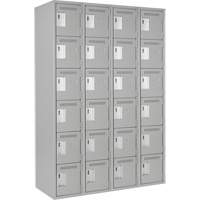 Clean Line Lockerettes, 6 -tier, Bank of 4, 48" x 18" x 72", Steel, Grey, Rivet (Assembled) Groupe Belzile Dickner