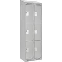 Clean Line Lockers, 3 -tier, Bank of 2, 24" x 18" x 78", Steel, Grey, Rivet (Assembled) Groupe Belzile Dickner