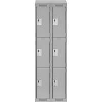 Clean Line Lockers, 3 -tier, Bank of 2, 24" x 18" x 78", Steel, Grey, Rivet (Assembled) Groupe Belzile Dickner
