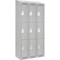 Clean Line Lockers, 3 -tier, Bank of 3, 36" x 18" x 78", Steel, Grey, Rivet (Assembled) Groupe Belzile Dickner