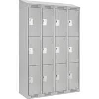 Clean Line Lockers, 3 -tier, Bank of 4, 48" x 18" x 78", Steel, Grey, Rivet (Assembled) Groupe Belzile Dickner
